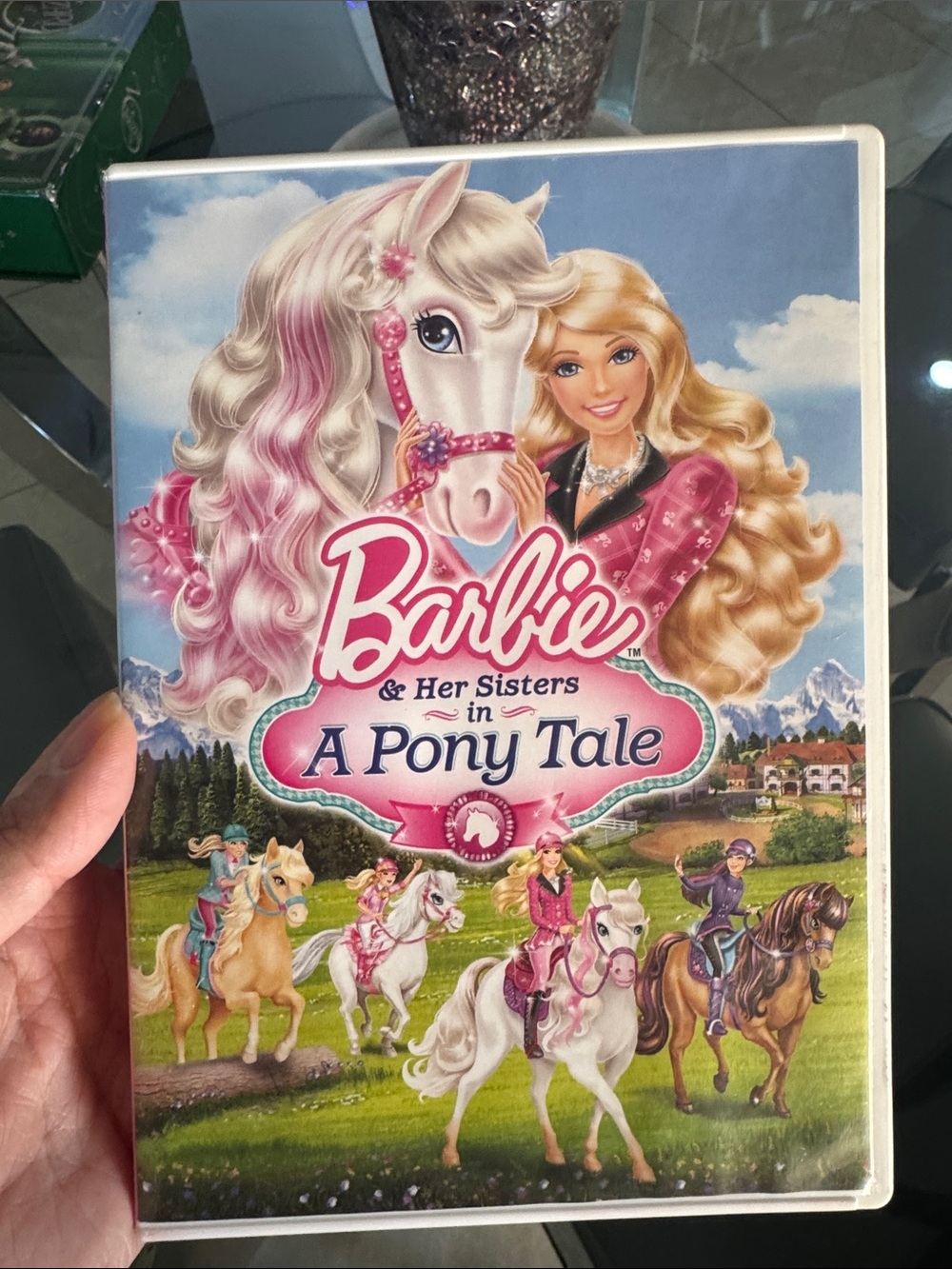 Barbie A Pony Tale DVD - Pink, White, Blue Artwork